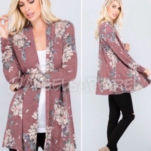 Beautiful Floral Cardigan- Mauve, NEW✔️